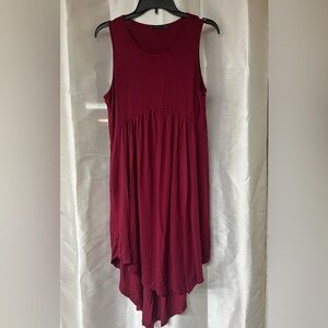 Elegant Burgundy Jersey Sleeveless Dress